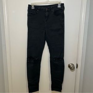 TOPSHOP Black Distressed Skinny Jeans